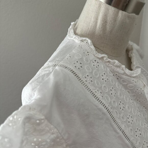 1. State White Eyelet Lace Crop Blouse With Flutter Sleeves Lightweight Minimali - Picture 5 of 12